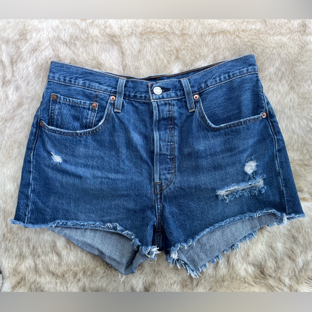 Levi’s 501 Button Fly Distressed Denim Jean Shorts